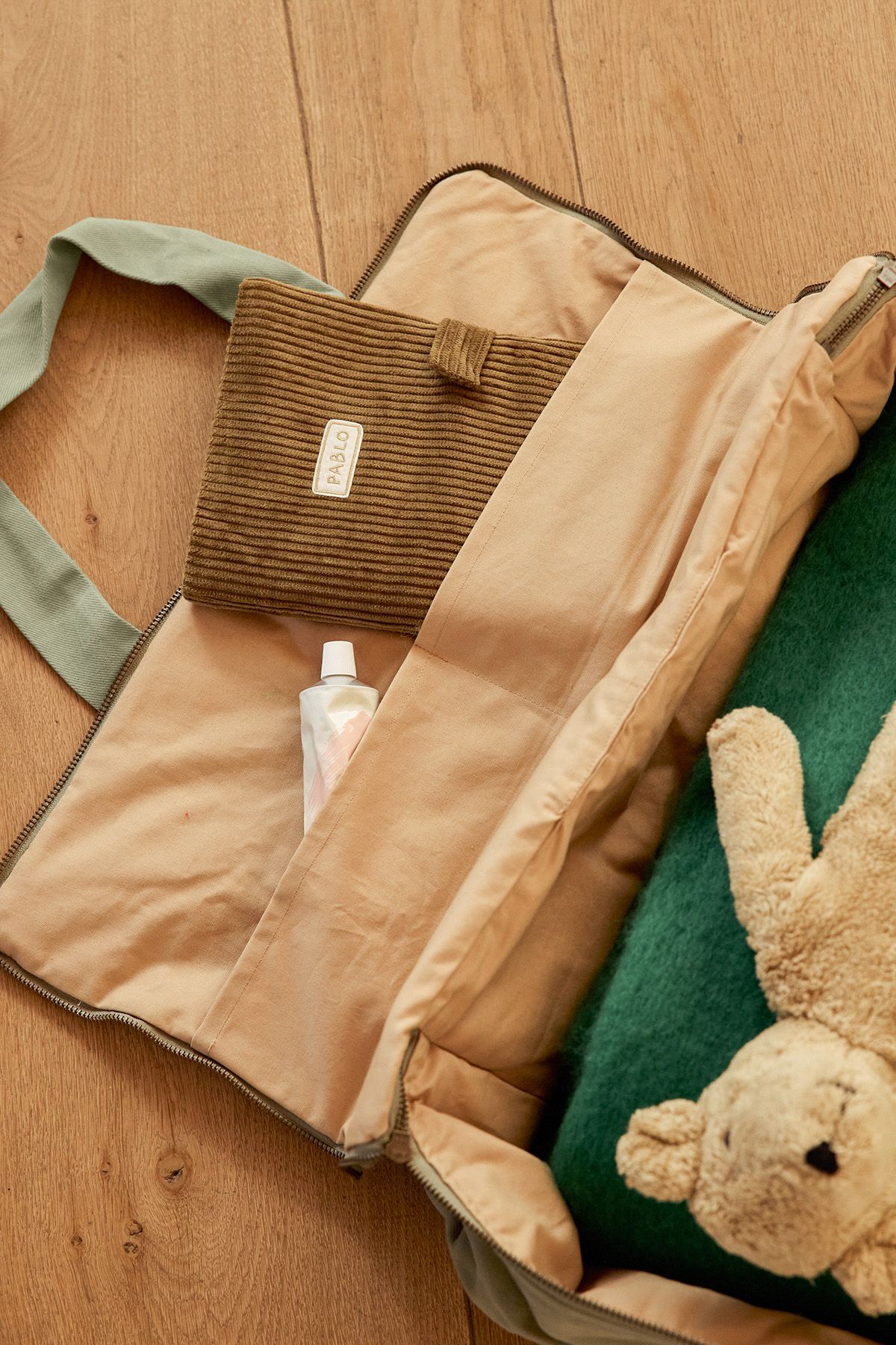 Large cotton suitcase with customizable zip - baby birth gift