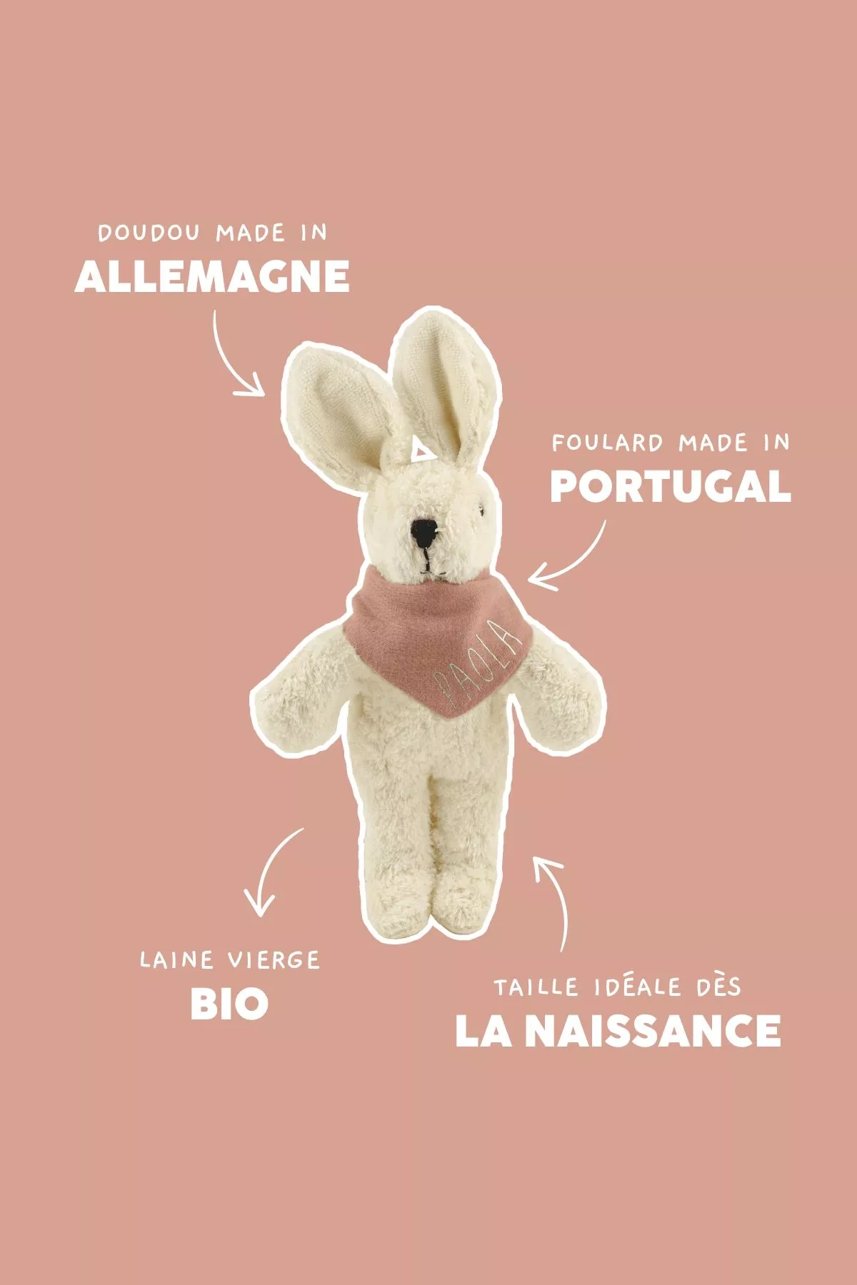 Peluche conejito con pañuelo personalizado