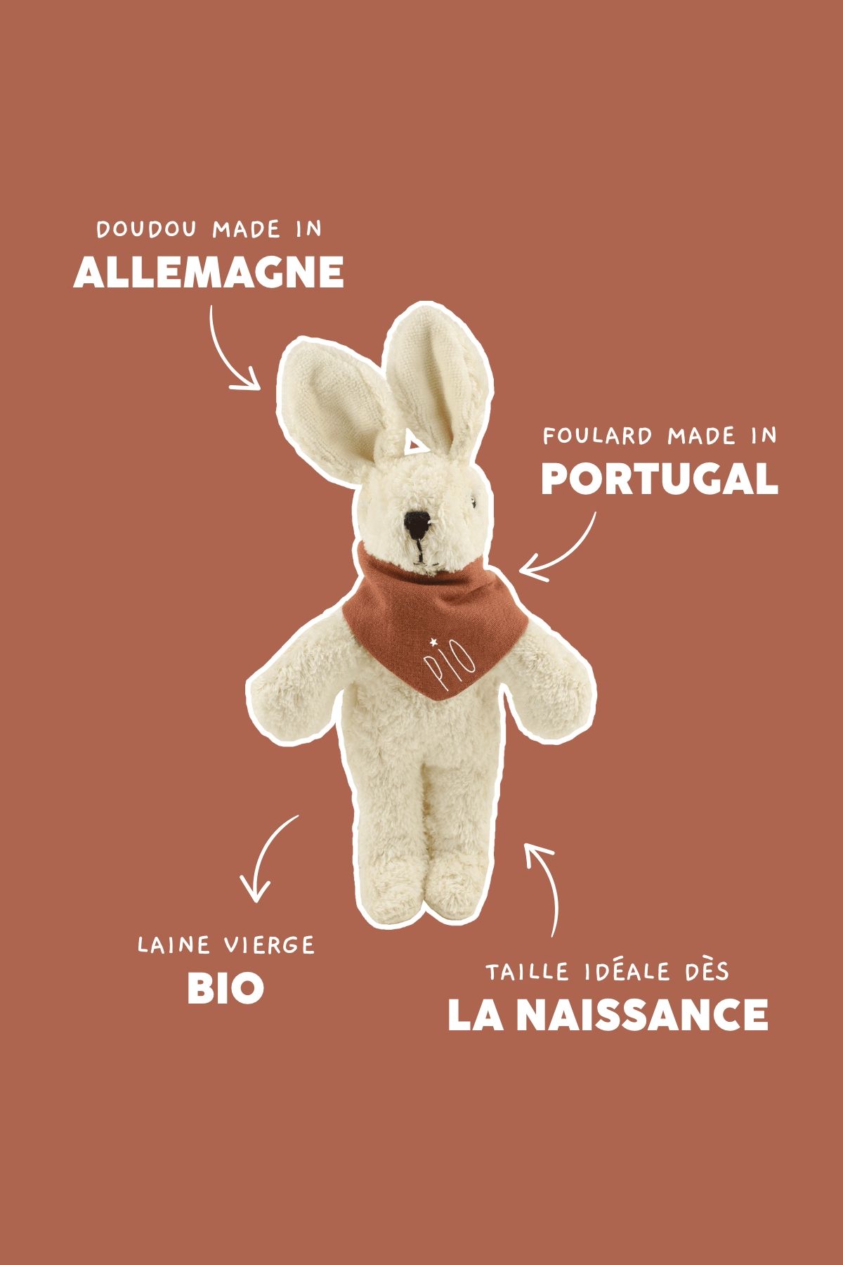 Peluche conejito con pañuelo personalizado