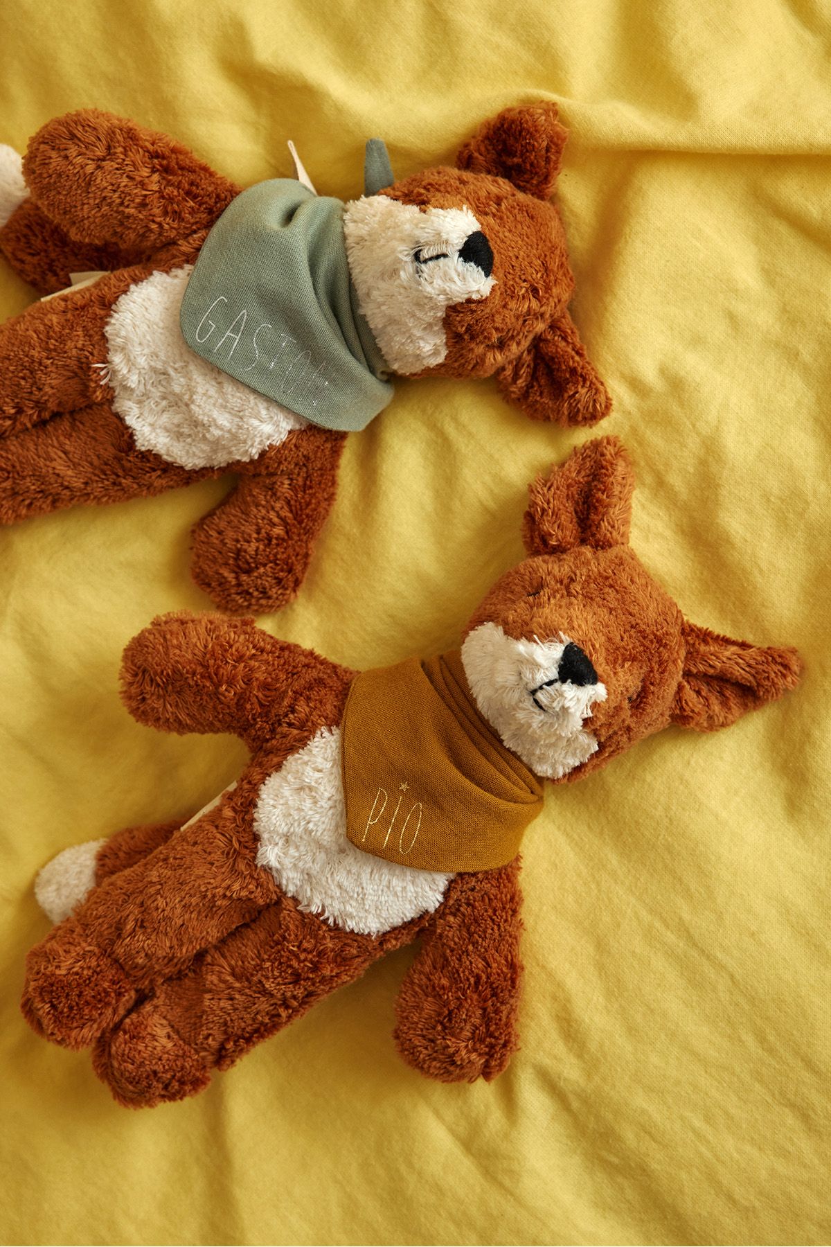 Muñeco de apego peluche zorro suavecito con pañuelo personalizado