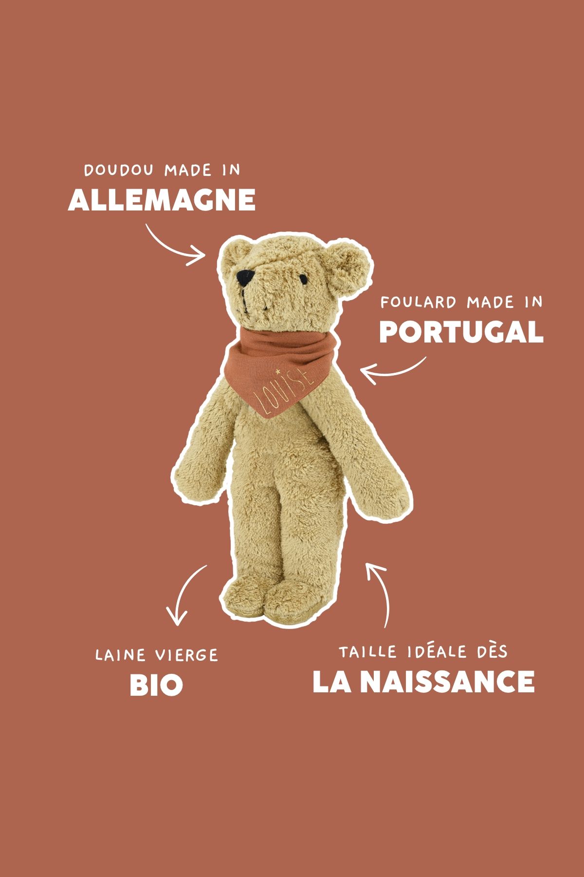 oso de peluche - muñeco de apego oso personalizado para bebé niño