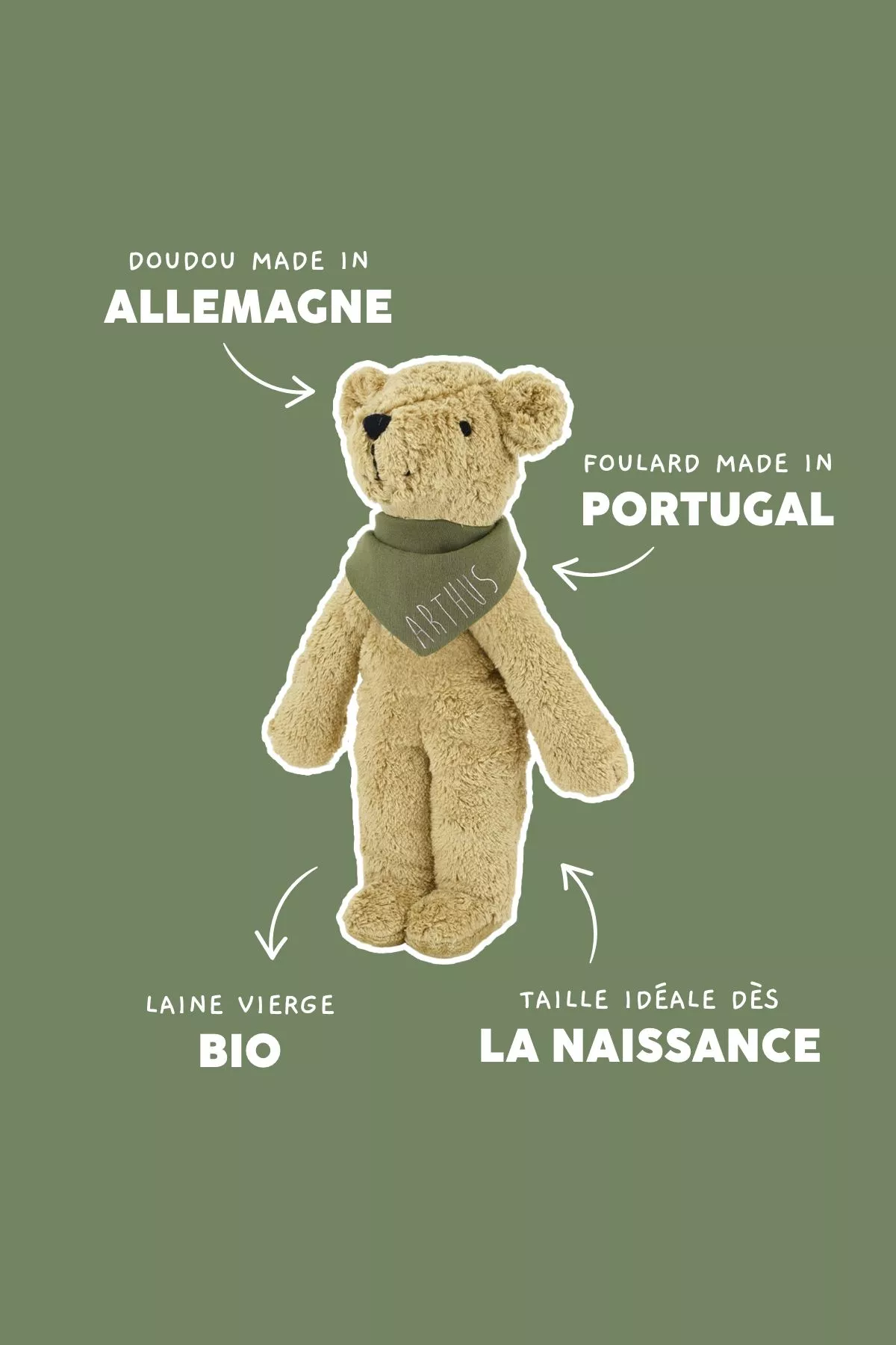 oso de peluche - muñeco de apego oso personalizado para bebé niño