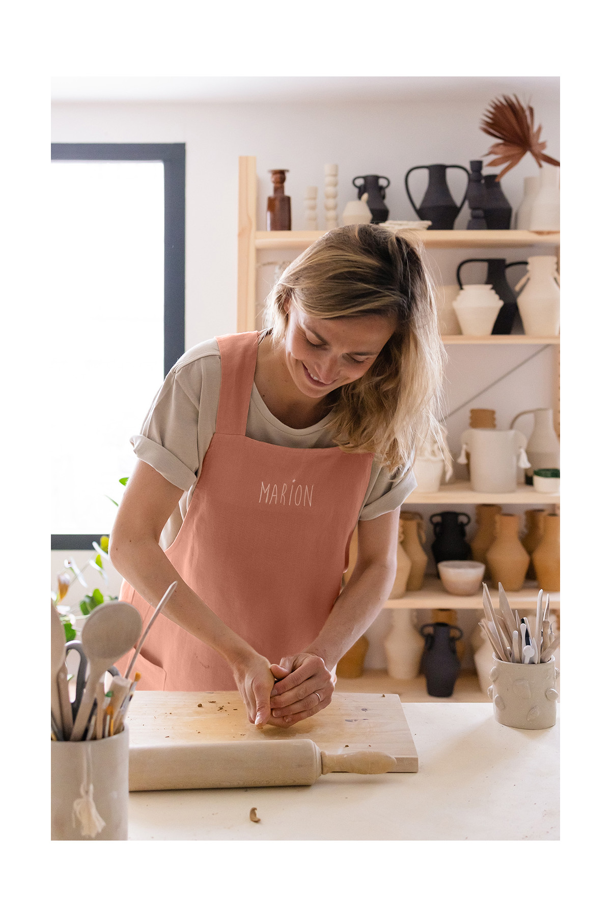 delantal de cocina para adulto personalizado - liso y de lino