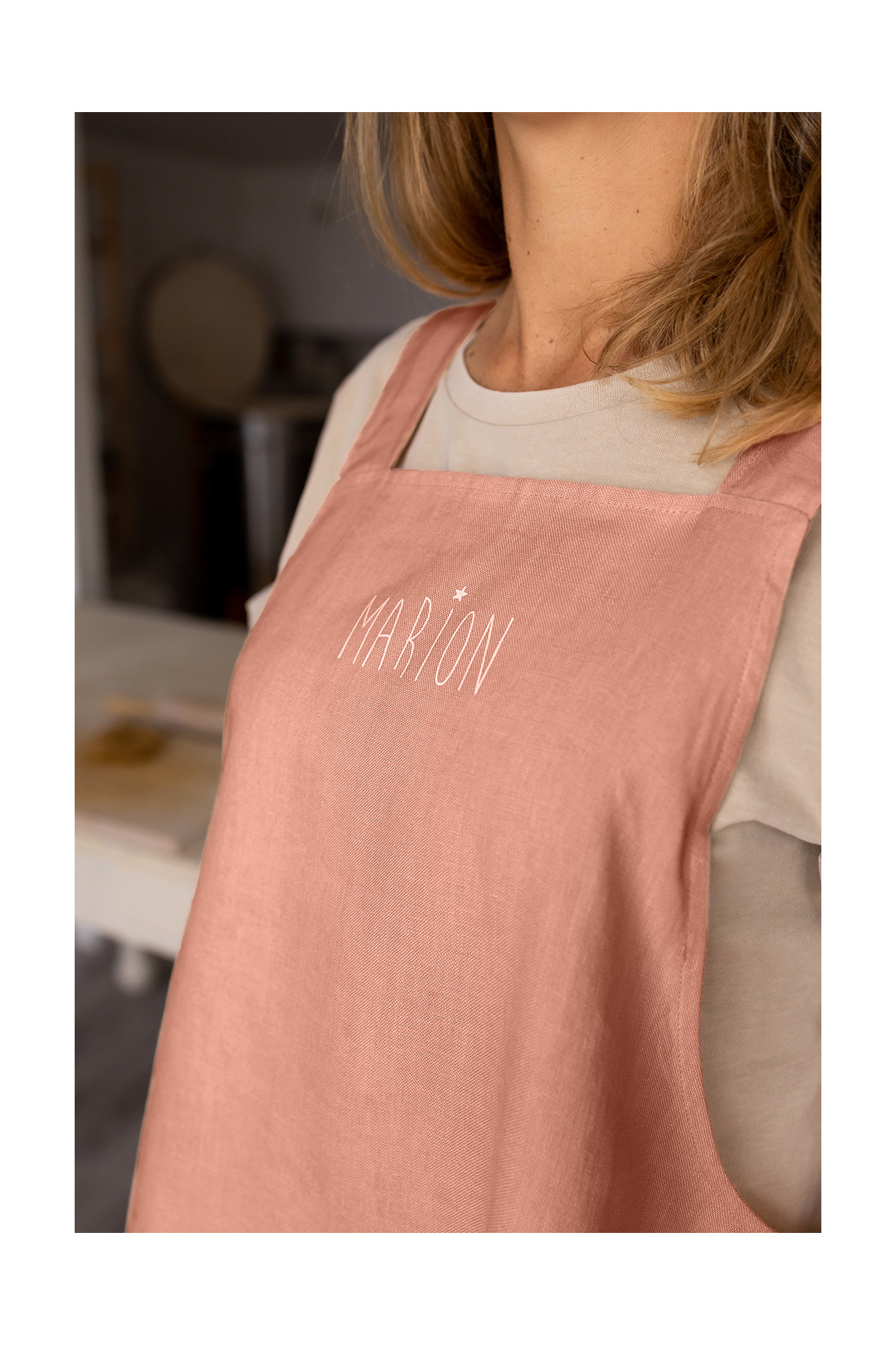 delantal de cocina para adulto personalizado - liso y de lino