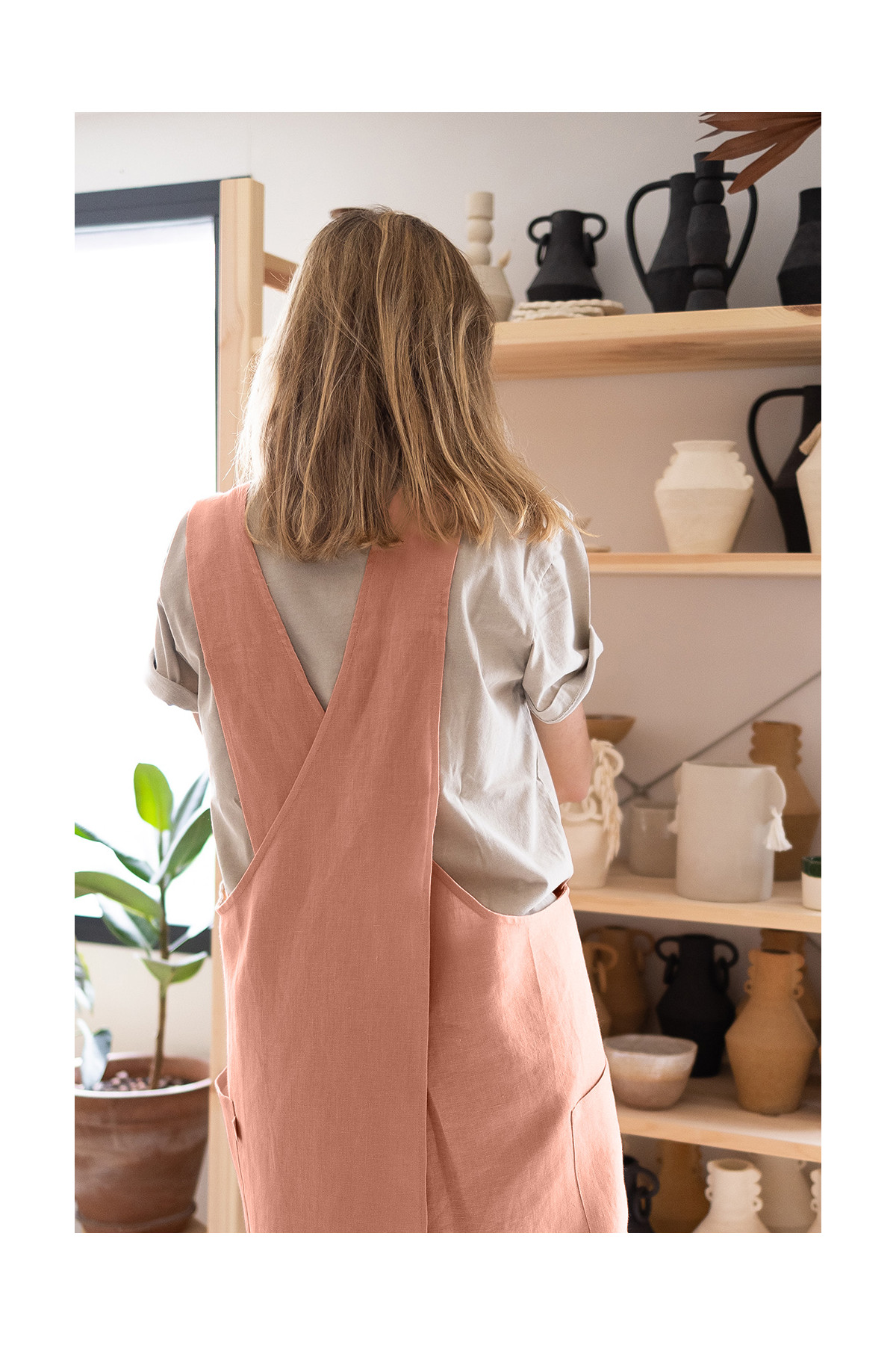 delantal de cocina para adulto personalizado - liso y de lino
