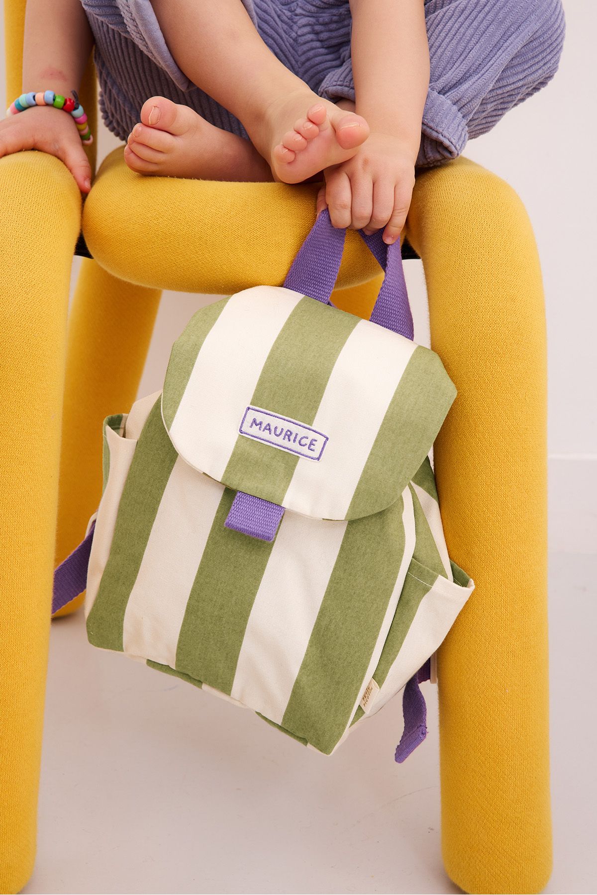 mochila de rayas personalizable para niño