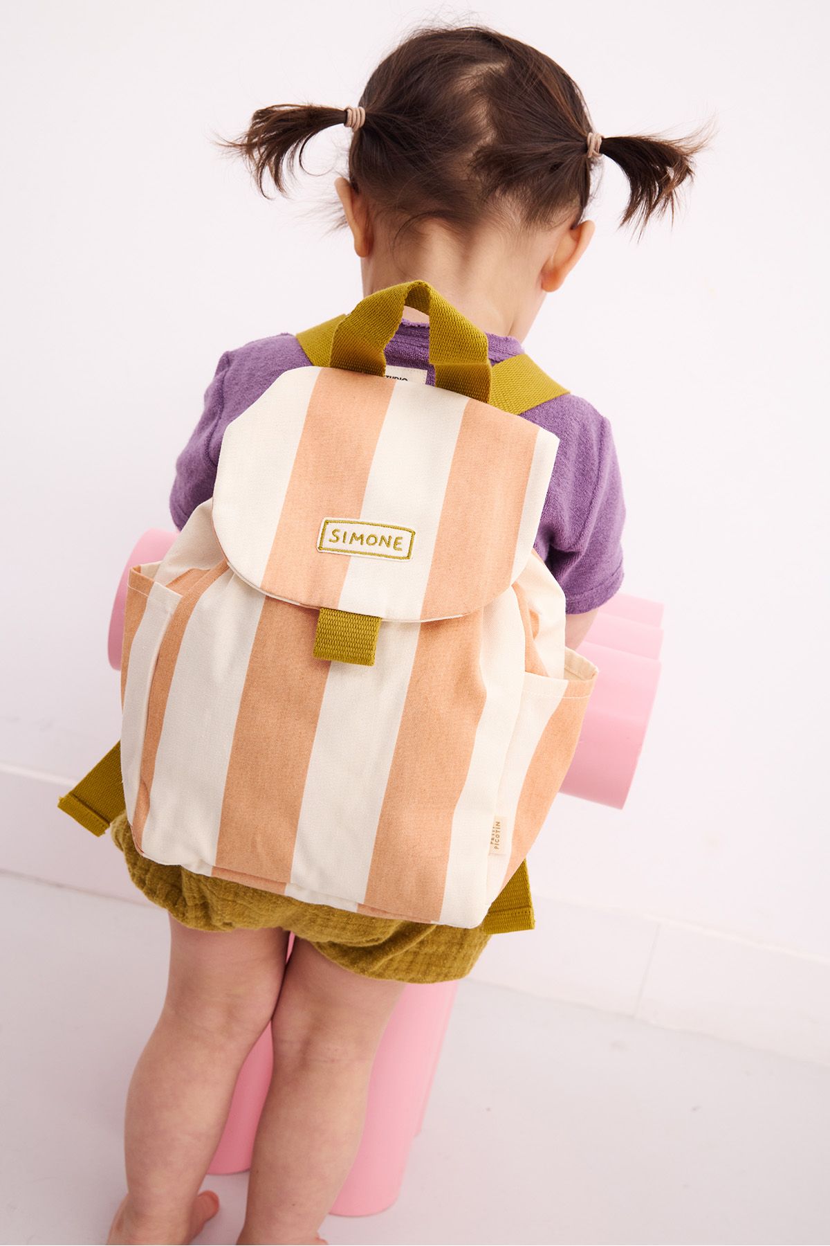 mochila de rayas personalizable para niño