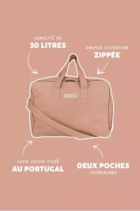 Maleta grande de algodón con cremallera personalizable - regalo de nacimiento bebé
