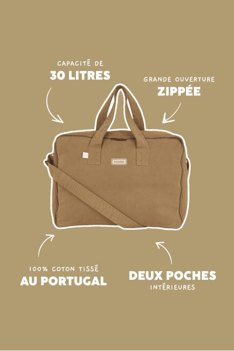 Maleta grande de algodón con cremallera personalizable - regalo de nacimiento bebé
