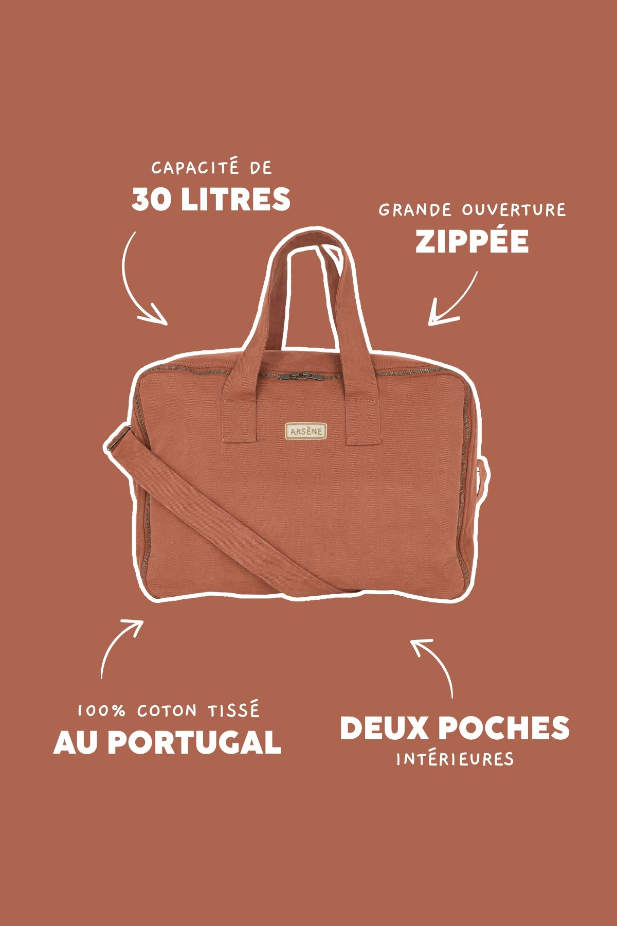 Maleta grande de algodón con cremallera personalizable - regalo de nacimiento bebé