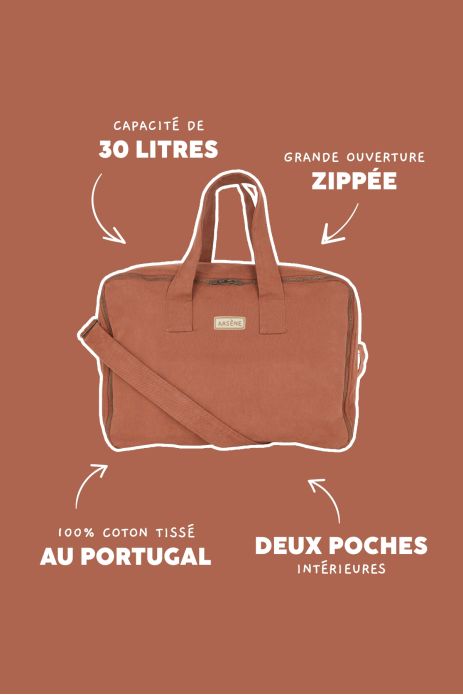 Maleta grande de algodón con cremallera personalizable - regalo de nacimiento bebé