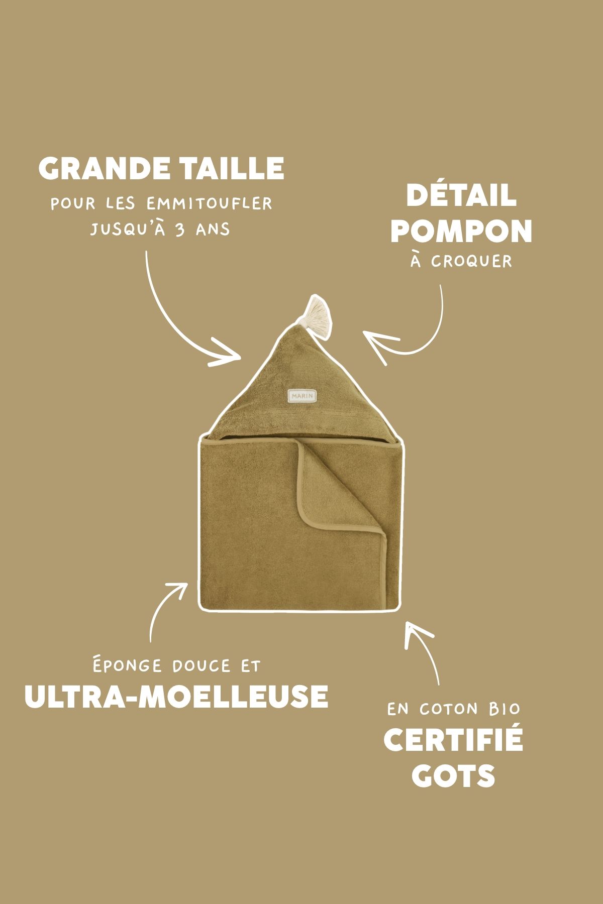 cape de bain en éponge personnalisée pour bébé