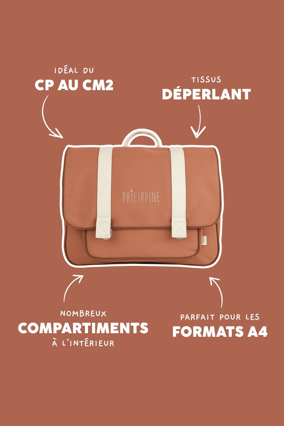 solid elementary school satchel - rigid and customizable