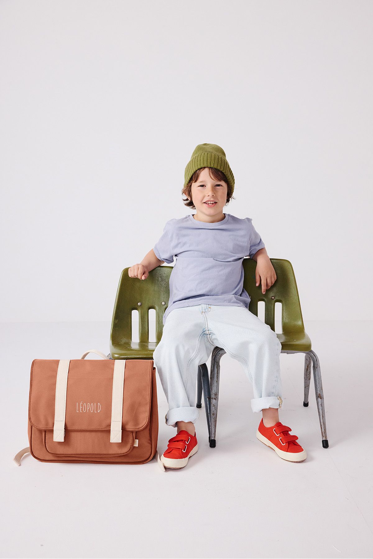 solid-colored elementary school backpack - rigid and customizable