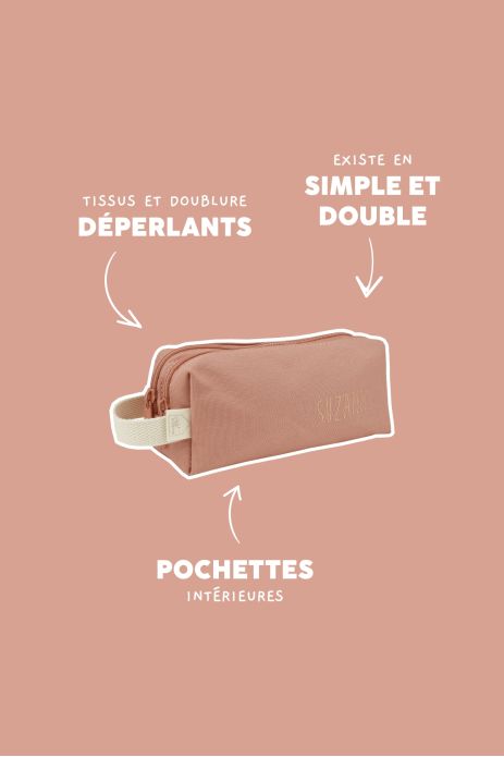 Bonito estuche escolar liso y personalizable, con dos compartimentos, perfecto para el colegio