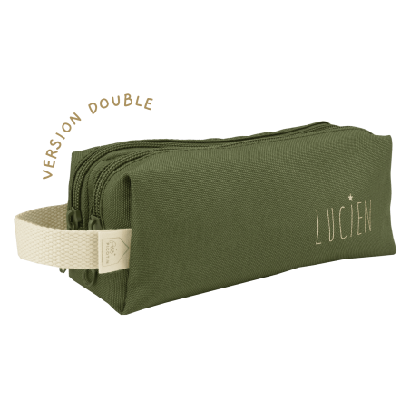Bonito estuche escolar liso y personalizable, con dos compartimentos, perfecto para el colegio