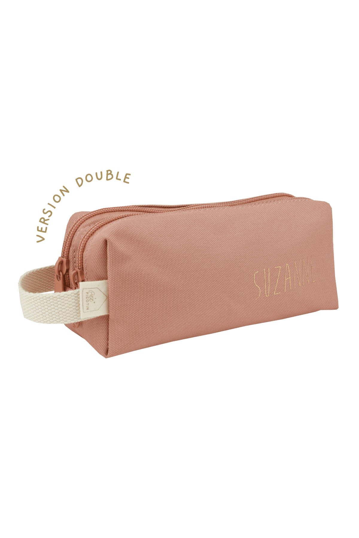 Bonito estuche escolar liso y personalizable, con dos compartimentos, perfecto para el colegio