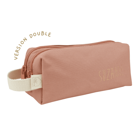 Bonito estuche escolar liso y personalizable, con dos compartimentos, perfecto para el colegio