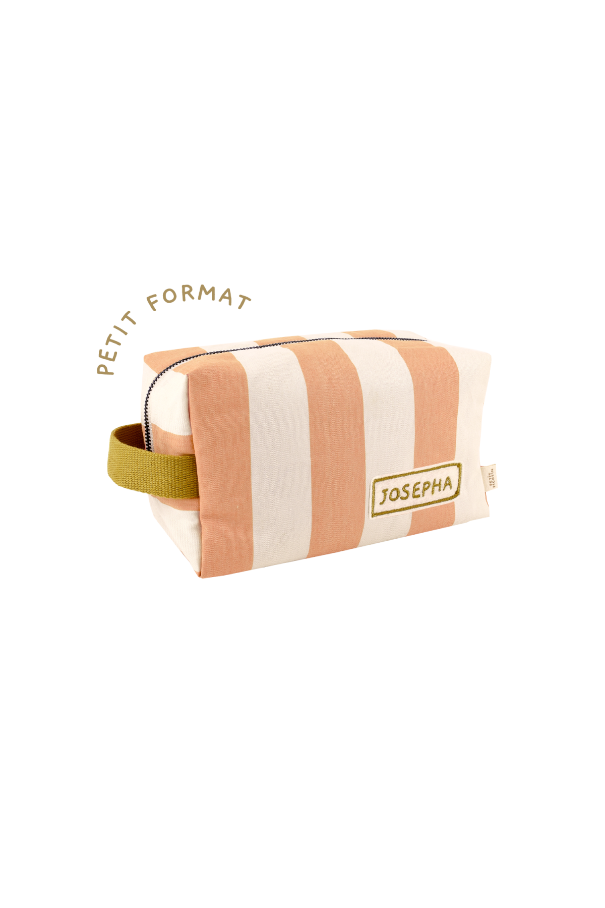 small striped customizable toiletry bag