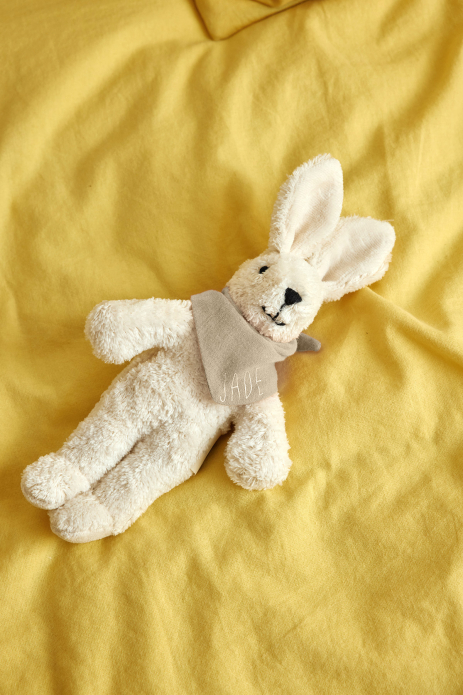 bunny plush comforter with personalized scarf