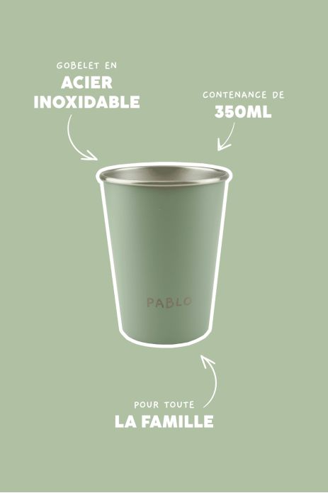 Vaso infantil de acero inoxidable personalizable