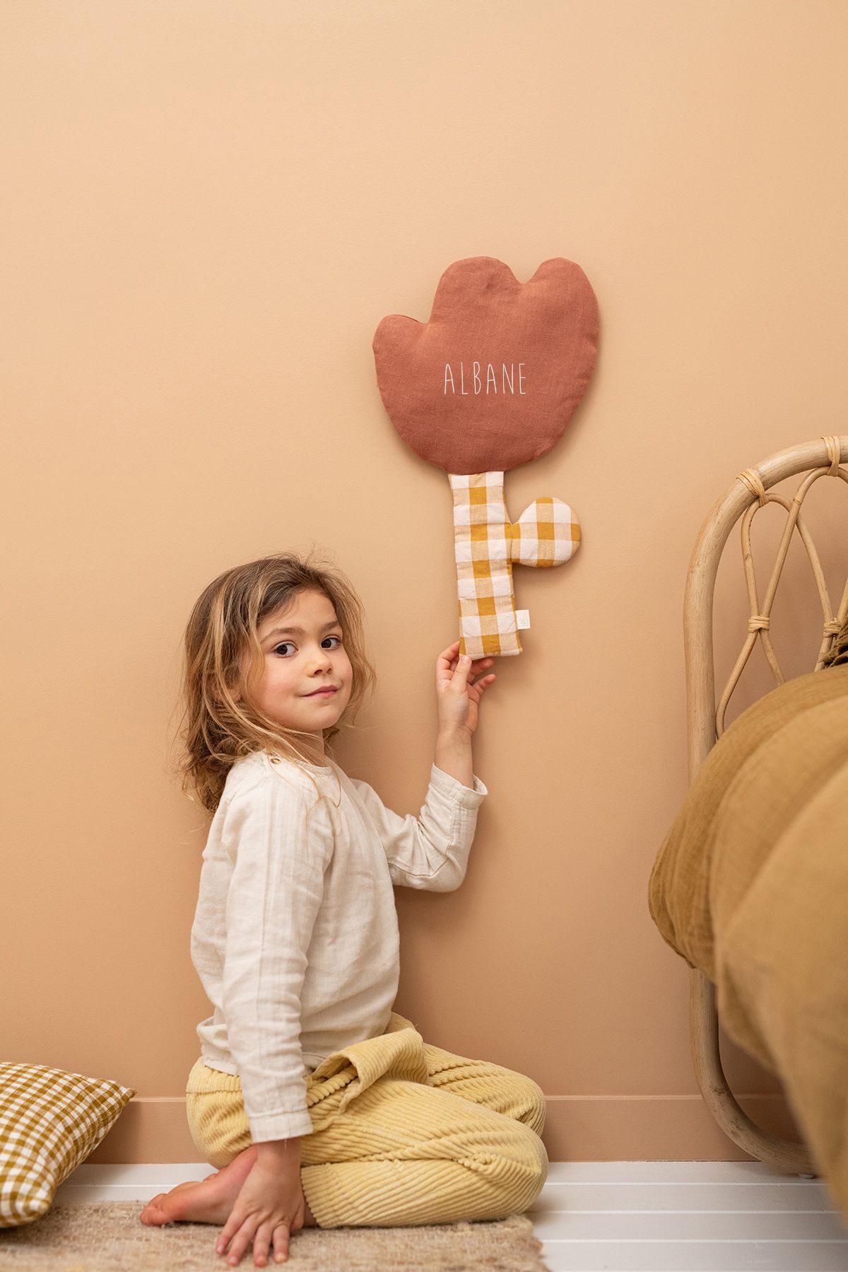 bonita decoración mural en forma de flor - en lino personalizable