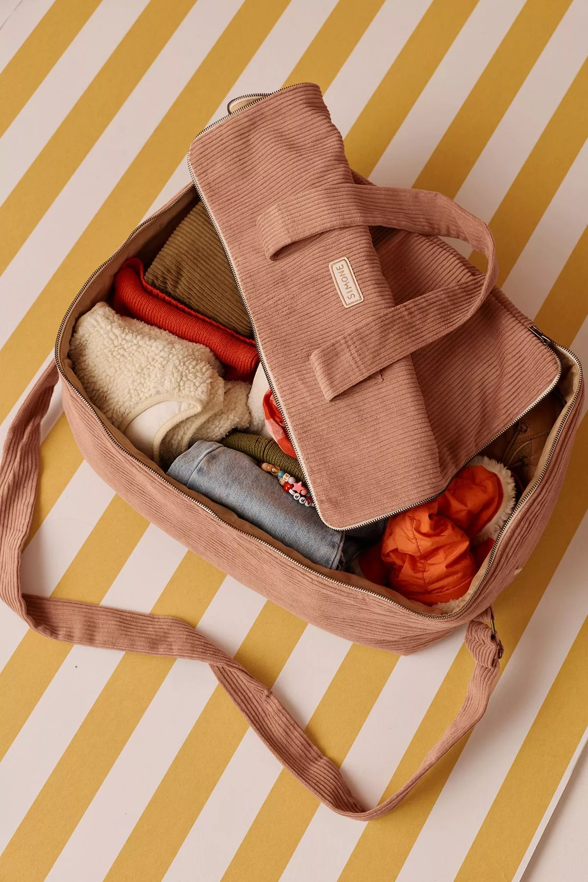 maleta grande con cremallera de terciopelo personalizable
