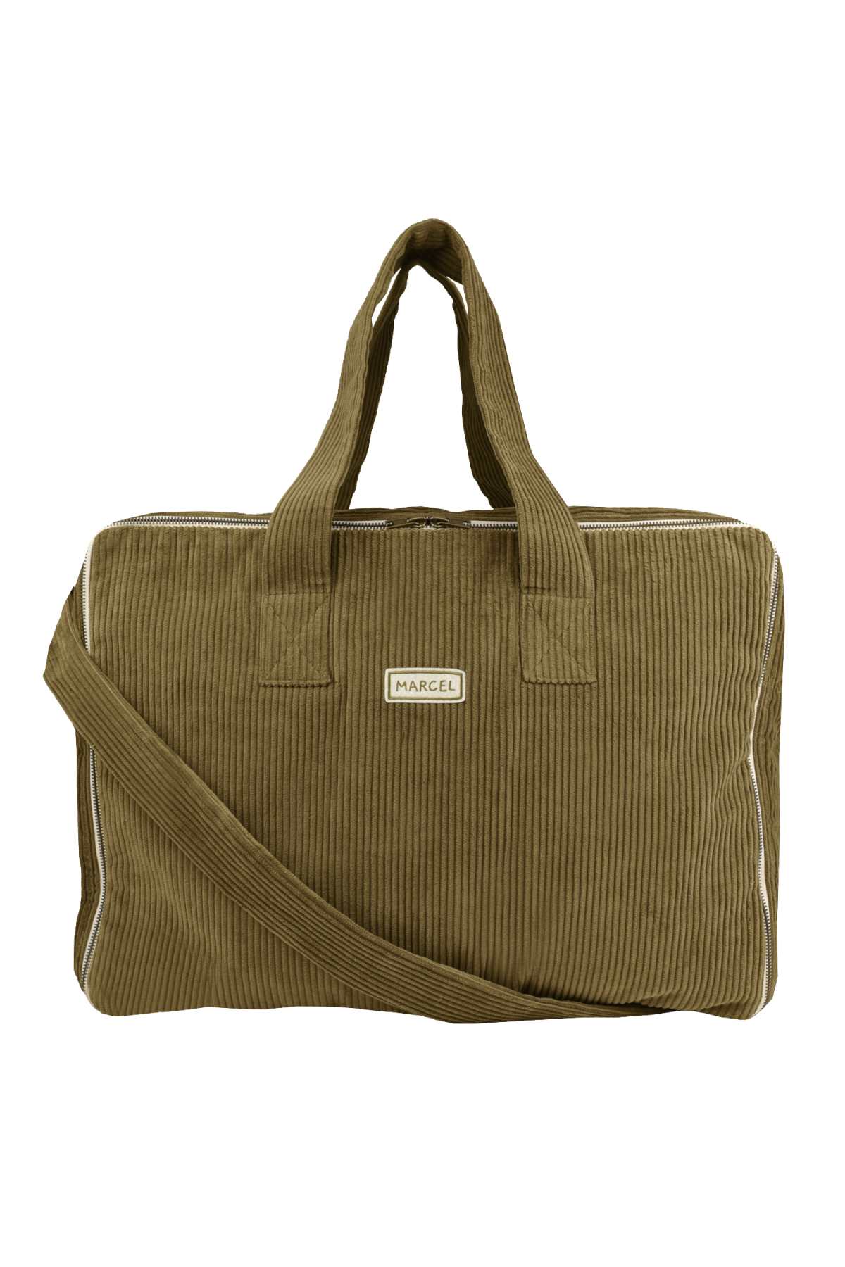 large zippered suitcase in customizable velvet
