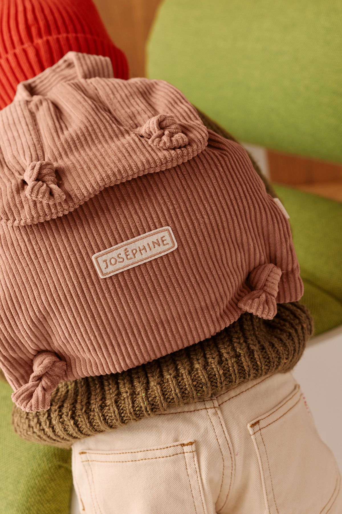 mochila de bebé de terciopelo personalizable