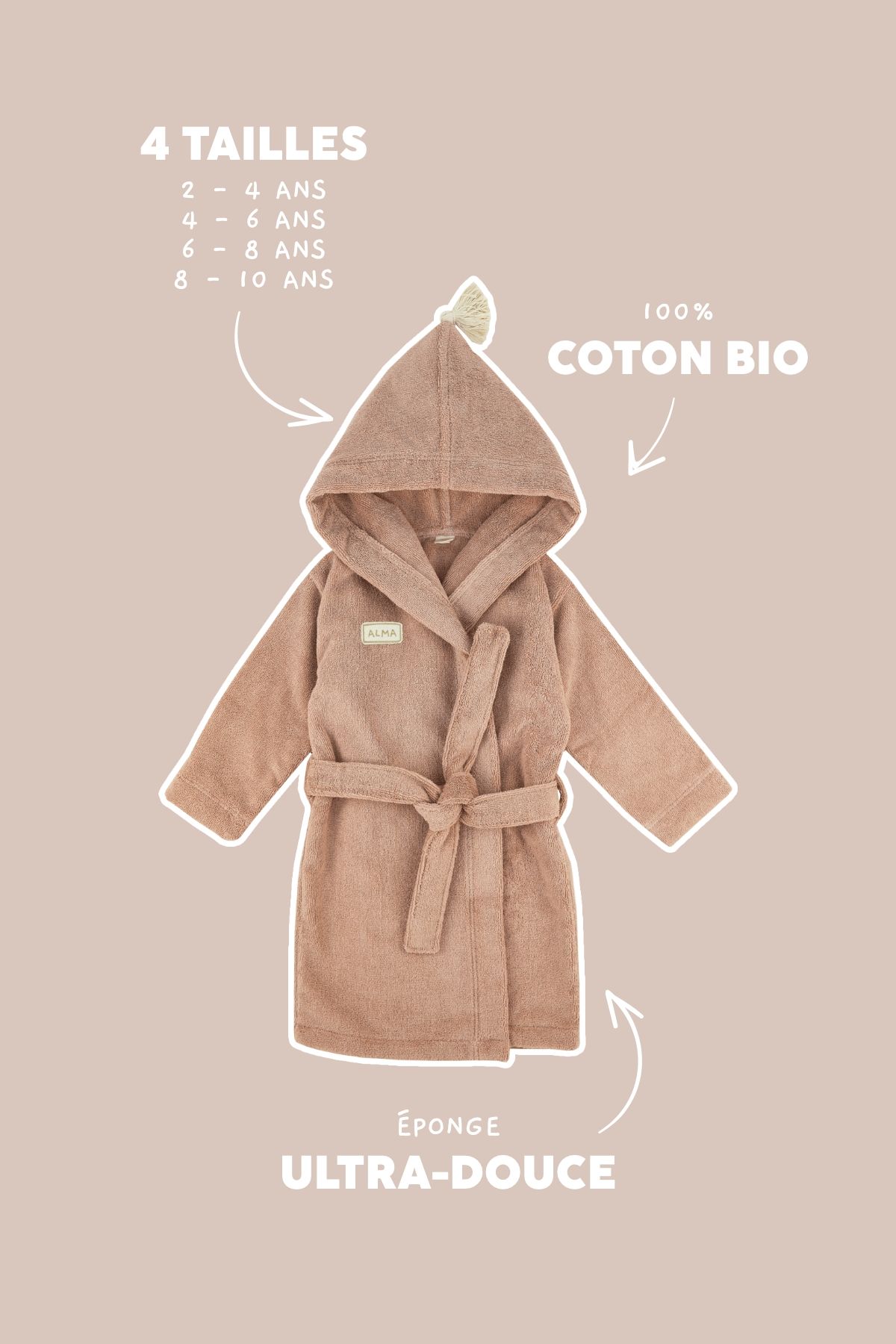 peignoir enfant personnalisé en éponge toute douce
