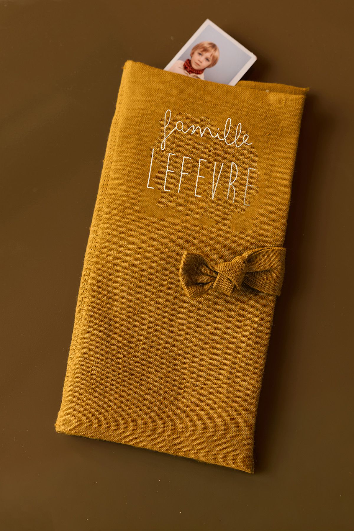 protector de libro de familia personalizado en lino - idea de regalo de boda