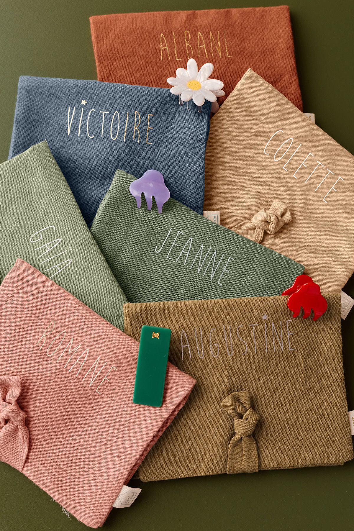 bonito portahorquillas de lino - idea de regalo para niña personalizable