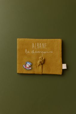 portamedallas de esquí personalizable en lino - idea de regalo original para niño