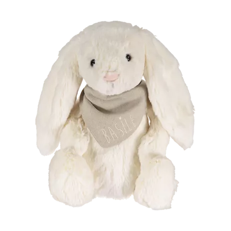 soft bunny comforter with personalized scarf - baby gift idea