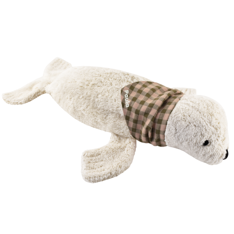 seal stuffed animal hot water bottle with personalized scarf