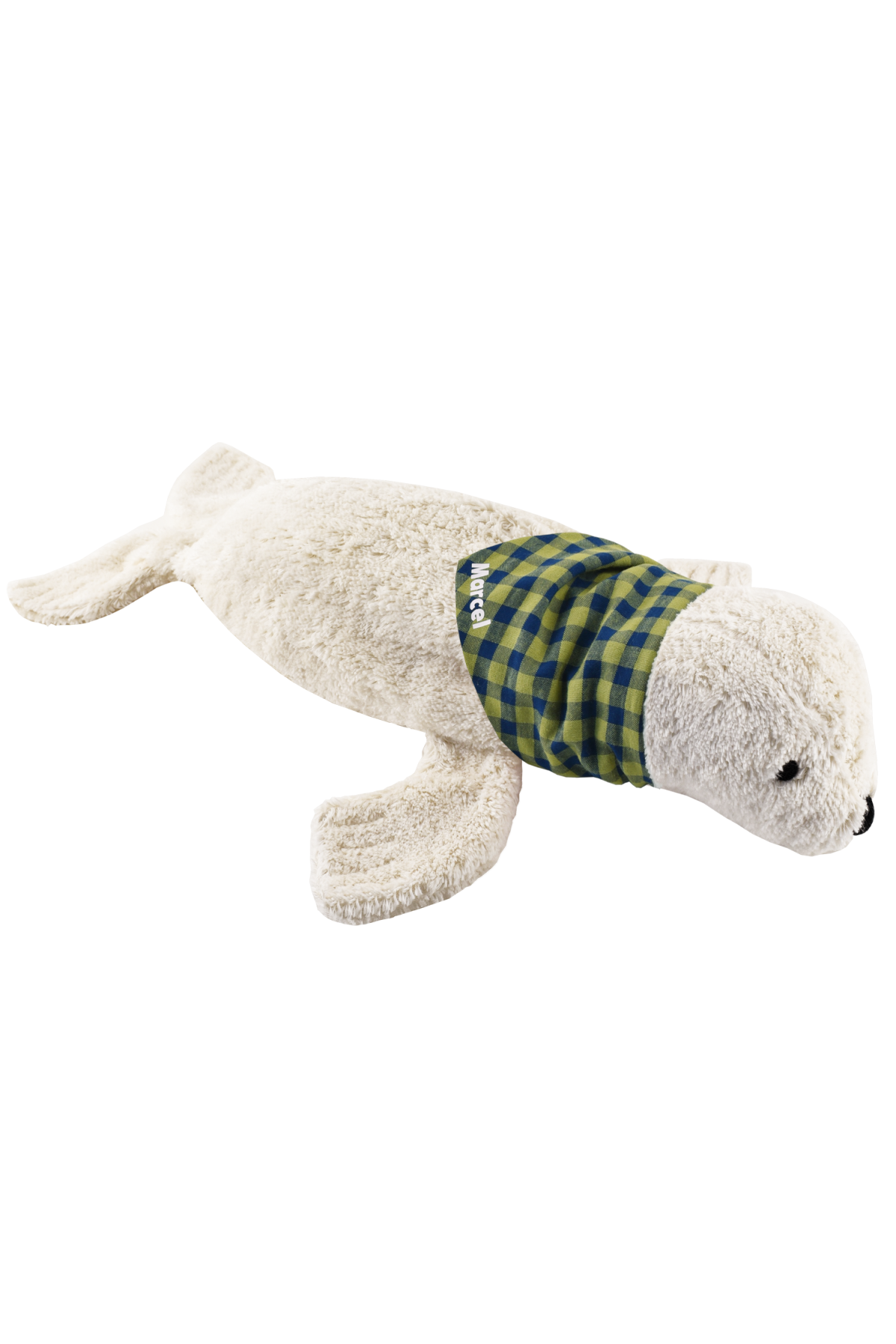 seal stuffed animal hot water bottle with personalized scarf