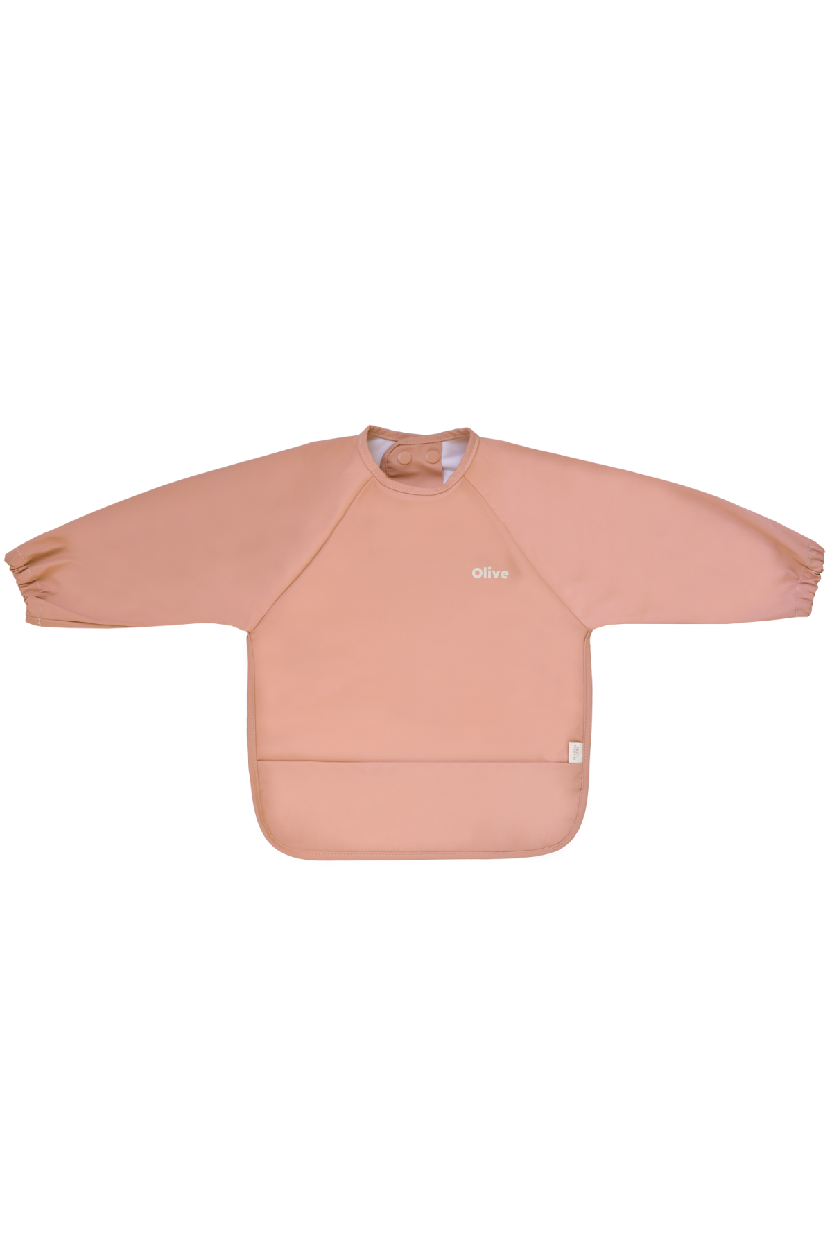 personalizable long-sleeve coated bib for baby