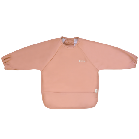 personalizable long-sleeve coated bib for baby