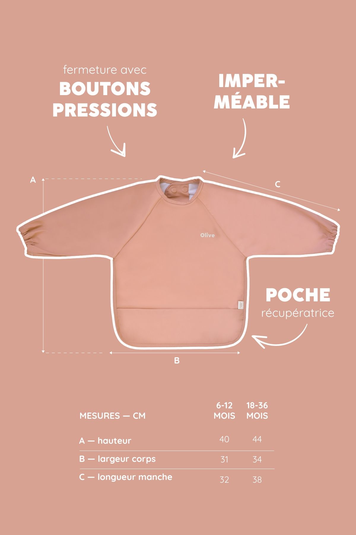 customizable coated sleeved bib for baby