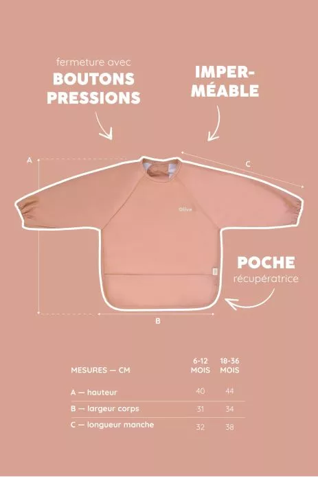 bavoir enduit à manches pour bébé personnalisable