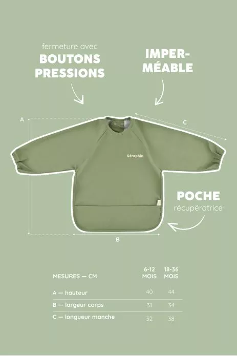 bavoir enduit à manches pour bébé personnalisable