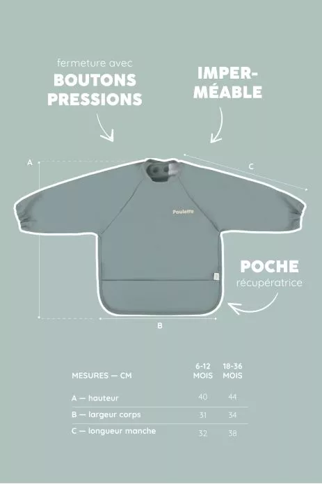 bavoir enduit à manches pour bébé personnalisable