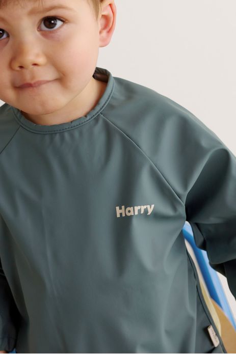 customizable long-sleeve coated bib for baby