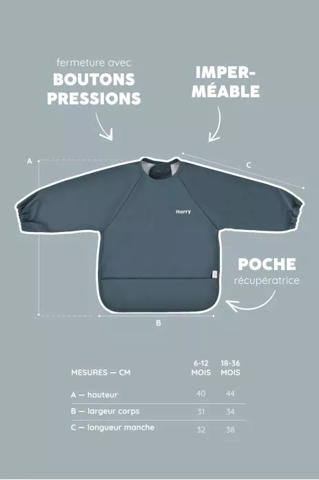 bavoir enduit à manches pour bébé personnalisable