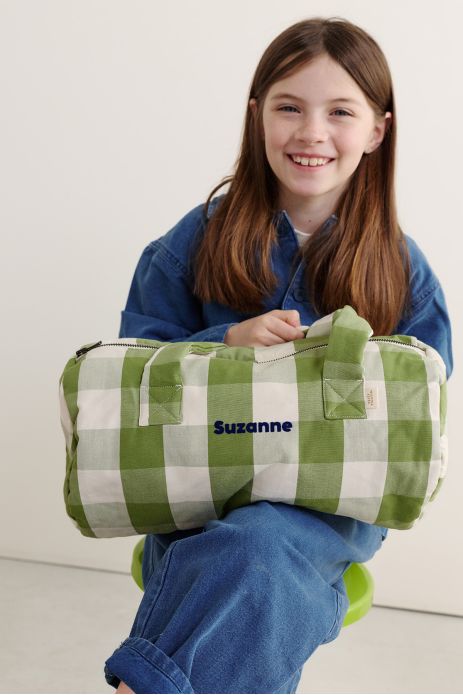 bolso bowling infantil de algodón a cuadros personalizable