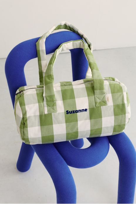 bolso bowling infantil de algodón a cuadros personalizable