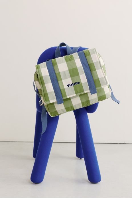 preschool backpack for children in checkered cotton, personalizable