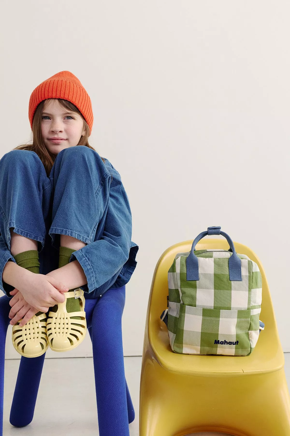 sac à dos enfant à carreaux en coton et personnalisable