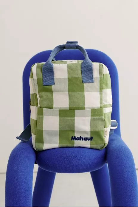 sac à dos enfant à carreaux en coton et personnalisable