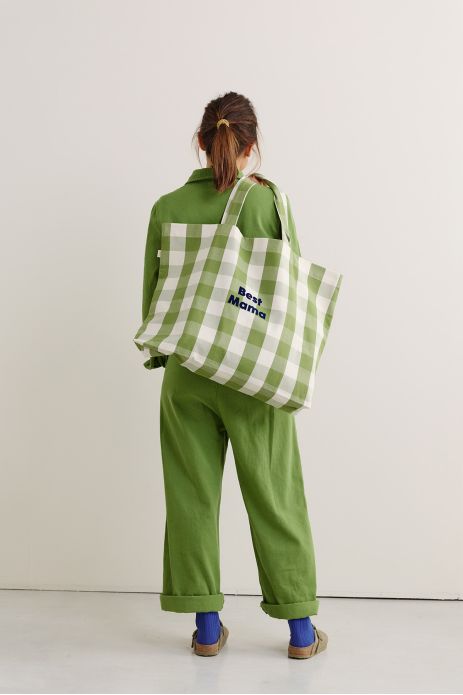 gran bolsa de tela personalizable a cuadros